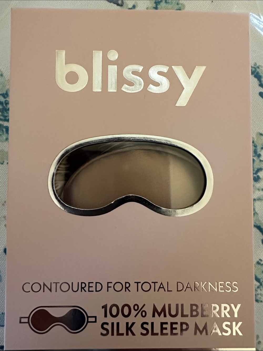 Blissy Mulberry Silk Sleep Mask — Blush Pink with Silver Trim